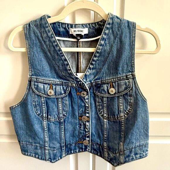 NWT RE/DONE Micro Trucker Cotton denim Vest. Size L - Picture 7 of 10